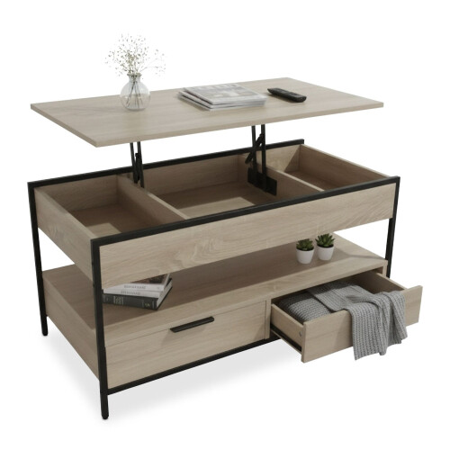 Mesa de centro com gavetas e tampo ajustável. 1