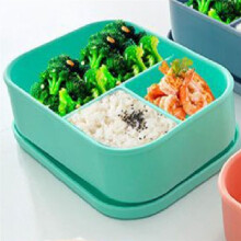 Silicone Lunch Box Food Grade Crisper Microwave Heating 3-Compartment Lunch Bento Box Office Student Kitchen Tableware,A