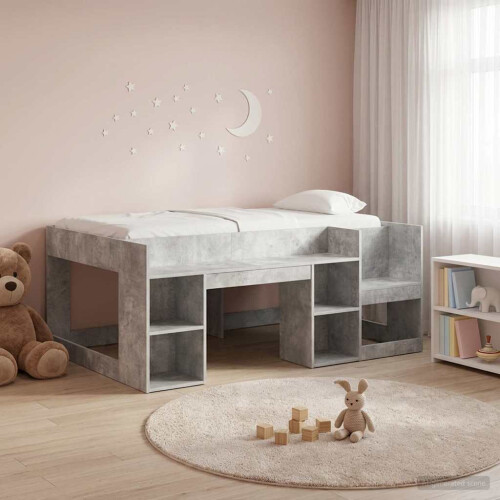 VidaXL vidaXL Kids'Bed Frame with Storage Concrete Grey 80 x 160 cm