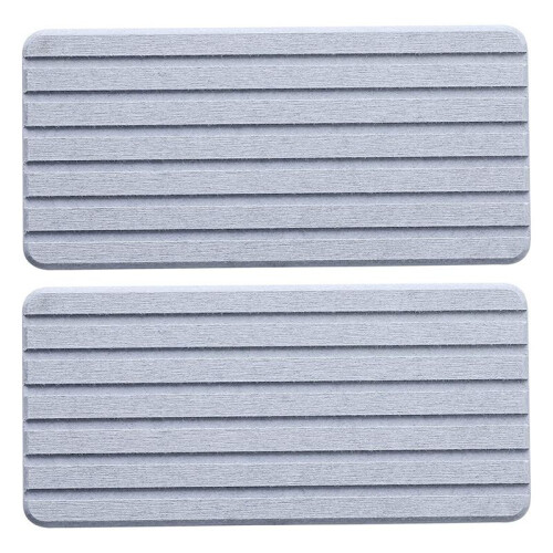 2 PCS Water Absorbent Diatomite Coasters Rectangle, Grooved Design, Water Absorbing Stone Gray 1