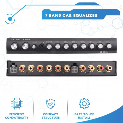 7 Band Car Equalizer Audio EQ Tuning Crossover Amplifier Parametric Car Preamplifier Audio Equalizer +-12dB 1