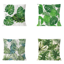 4Pcs Plant Cushion Cover Tropic Tree Green Throw Pillow Cover Leaf Decorative Pillows Flower Cushion Cover 45x45Cm