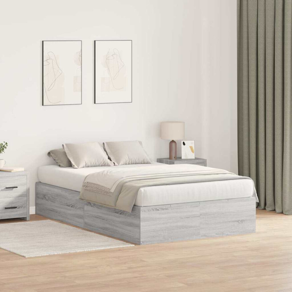 Vidaxl Storage Bed Frame Grey Sonoma 120 X 200 Cm Engineered Wood