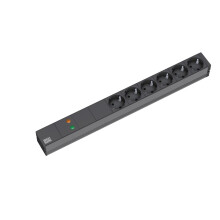 ALLNET 19"zbh. Steckdosenleiste, 6xDosen(CEE7)->Stecker(CEE7), NF/ÜS, Schwarz, Bachmann,