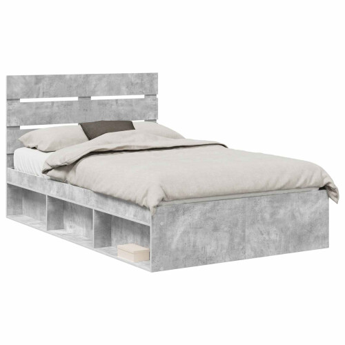 VidaXL vidaXL Bed Frame Concerte Grey 135 x 190 cm Solid Pine Wood 2