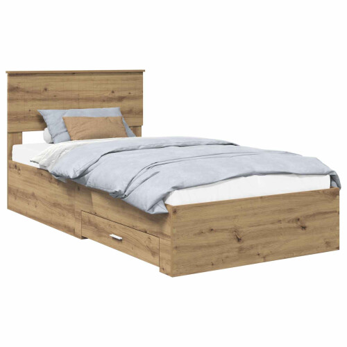 VidaXL vidaXL Bed Frame with Drawer Artisan Oak 100 x 200 cm Engineered Wood 2