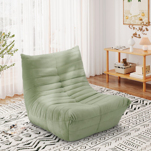 (Green) Lazy Floor Sofa Ergonomic Design Couch Fireside Chair