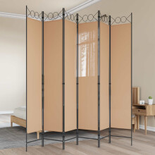 vidaXL 6-Panel Room Divider Beige 240 x 220 cm Fabric
