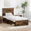 VidaXL vidaXL Bed Frame with Headboard Smoked Oak 90 x 200 cm Solid Pine Wood 1