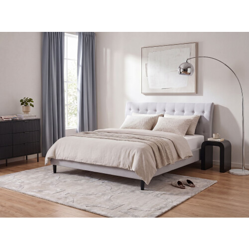 Beliani Bed Fabric SAVERNE 160 x 200 cm (EU King Size) Light Grey 1