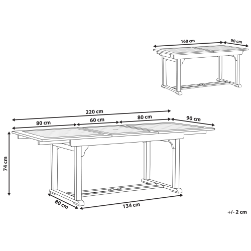Beliani Extending Garden Dining Table JAVA 160/220 cm 90 cm Acacia Wood Light Brown 2