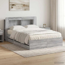 vidaXL Bed Frame with Storage Grey Sonoma 150 x 200 cm Engineered Wood
