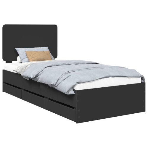 VidaXL vidaXL Bed Frame with Drawer Black 75 x 190 cm Engineer Wood 1