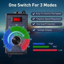 Motor Speed Controller, AC220-240V Motor Fan Speed Controller 10A Max 4000W Power Electronic Voltage Regulator, Overload Protection