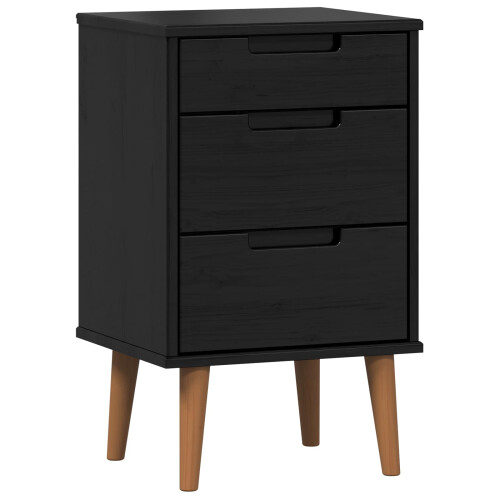 VidaXL vidaXL Bedside Cabinet Black 40 x 35 x 65 cm Solid Pine Wood 1