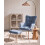 Beliani Wingback Chair VEJLE with Footstool Fabric Dark Blue 6