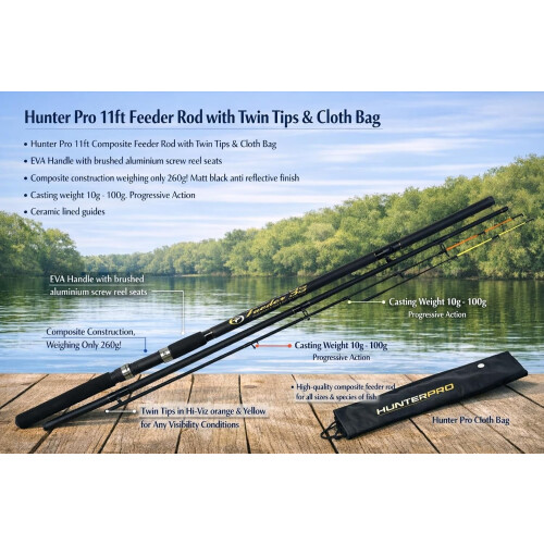 Hunter Pro 11ft Feeder Rod, Reel & Tackle Set 2