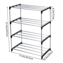 3X Stackable Small Shoe Rack, Entryway, Hallway and Closet Space Saving Storage and Organization (4-Tier, Black)