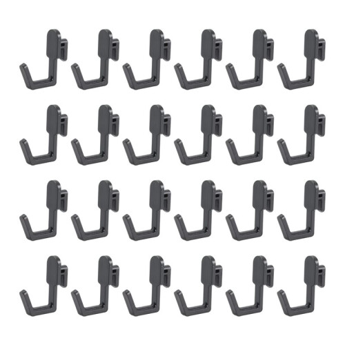 24Pcs Pegboard Hooks J Shape Pegboard Hook Peg Board Tool Organizer Accessories, Black