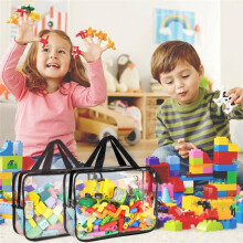 9 Packs Toy Storage Bags with Labels, Large PVC Reusable Board Game Storage Containers Clear Zipper Pouches