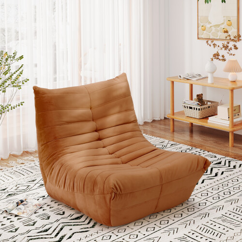 (Brown) Lazy Floor Sofa Ergonomic Design Couch Fireside Chair