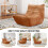 (Brown) Lazy Floor Sofa Ergonomic Design Couch Fireside Chair 4