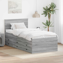 vidaXL Daybed Manual Grey Sonoma and Black 75 x 190 cm Engineered Wood