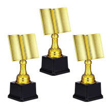 3 Pcs Reading Music Gold Trophy Bulk with Base Gold Trophy Awards for Participation Singing Contests Study