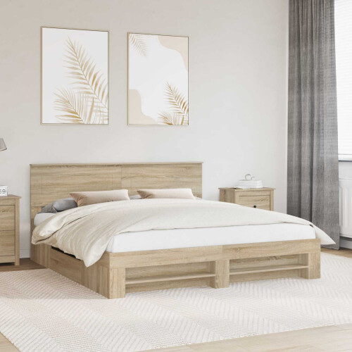 VidaXL vidaXL Bed Frame Sonoma Oak 200 x 200 cm Engineered Wood