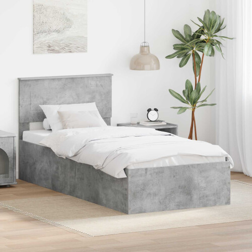 VidaXL vidaXL Bed Frame Concrete Grey 75 x 190 cm Engineered Wood