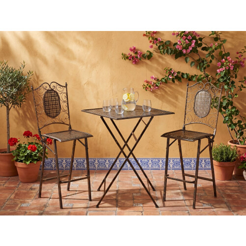 Beliani Garden Bar Table Folding BORMIO 60 cm 60 cm Metal Black 1