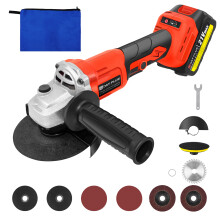 21V Cordless Brushless Angle Grinder with Battery and Charger, 115mm 3-Speed Grinder for Cutting, Grinding, Polishing