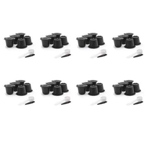 40 Reusable  Capsules Refillable Coffee Capsule Filter with  Coffee Machines with Coffee Spoon Brush 1