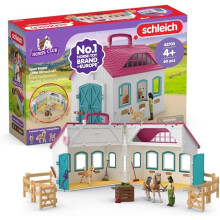 Schleich Horse Club - 60PC Little Horseshoe Open Stable Playset - Easy Carry Set with 2 Horse Figurines, Action Figure - Kids Ages 4+ | 42703
