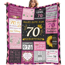 Blanket for 70th Birthday Flannel Soft 150x130 cm Birthday Gift Pink — gaming blanket, 18th birthday gift, plush blanket