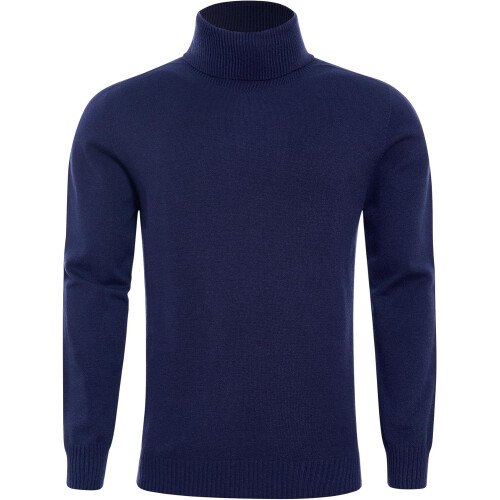 Dancinova Herrenpullover mit Golfkragen Herren Strickpullover Weich Warm Navy Blau L — herren strick rollkragenpullover