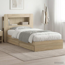 vidaXL Bed Frame with Storage Sonoma Oak 100 x 200 cm Engineered Wood