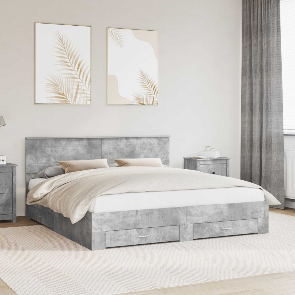 Vidaxl Bed Frame Concrete Grey 180 X 200 Cm Engineered Wood
