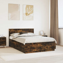 vidaXL Bed Frame Smoked Oak 140 x 200 cm Engineered Wood