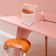 Cute Desktop Trash Desktop With Lid Small Paper Basket Flip Plastic Trash Can