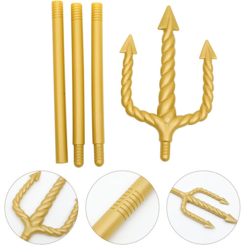 Gold Trident Halloween Cosplay Prop Poseidon Neptune Devil Plastic 123cm Gold