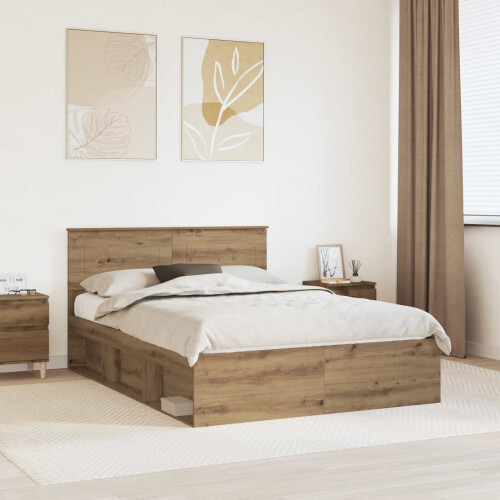 VidaXL vidaXL Bed Frame Artisian Oak 150 x 200 cm Engineered wood