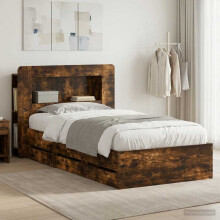 vidaXL Bed Frame with Storage Smoked Oak 100 x 200 cm Engineered Wood