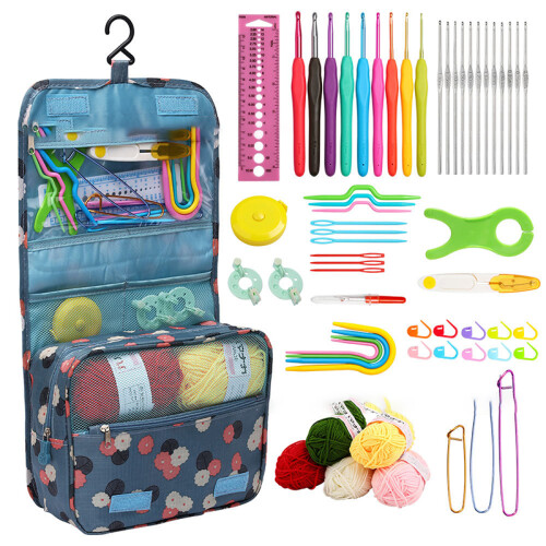 Crochet Hook Set with Yarn, Ergonomic Crochet Needles Kit
