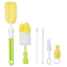 Reinigingsborstel - 6-delige set voor babyflesjes - Flexibele, draaibare spons