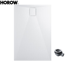 HOROW 1200x800mm Rectangle Shower Tray R10 Anti-Slip White Acrylic with Waste