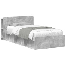 vidaXL Bed Frame with Storage with Headboard Concrete Grey 80 x 200 cm