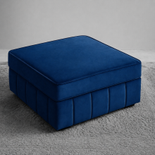 (Grey Velvet, Square Foot Stool) Velvet 5 Seater Corner Sofa, Coffee Table, Footstool Upholstered Sofas For Living Room