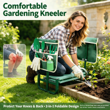 Garden Kneeler Foldable Gardening Bench, 2-in-1 Kneeling Stool with Tool Storage Pouches