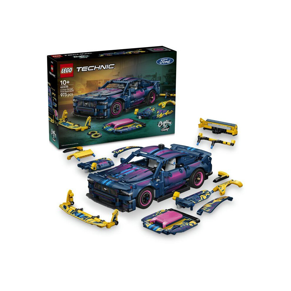 LEGO Technic Custom Garage Ford Mustang GT Car 42236 | Toys for 10+ Year Old Boys, Model Kit with V8 Engine, HOG Steering & Swappable Body Parts, Birthday Gift, 973 Pieces - Image 21